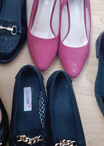 40 Beden Koyu Pembe Kadın Blok Topuklu Babet