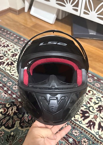 LS2 Siyah Baskılı Motosiklet Kaskı Xl beden gümüş vizör - Görsel 6