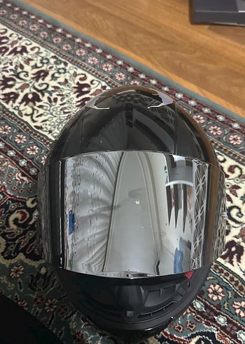 LS2 Siyah Baskılı Motosiklet Kaskı Xl beden gümüş vizör - Görsel 5