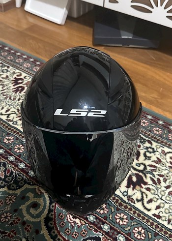 LS2 Siyah Baskılı Motosiklet Kaskı Xl beden gümüş vizör - Görsel 2