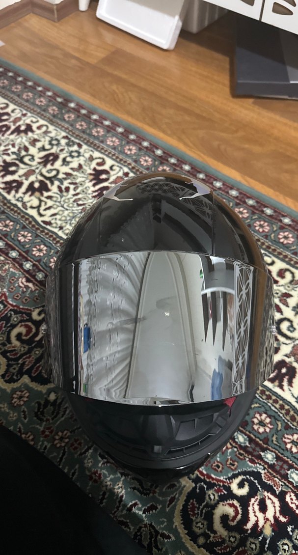 LS2 Siyah Baskılı Motosiklet Kaskı Xl beden gümüş vizör - Görsel 5