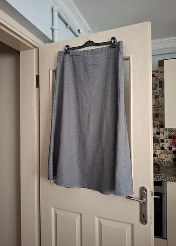 Gri Drapeli Kadın Uzun Etek - Görsel 3