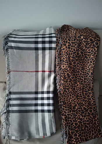 Kadın Gri Desenli Sokak Stili Şal - Görsel 2