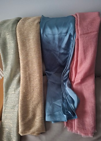 Kadın Pastel Renkli İpek Dokulu Şal - Görsel 5