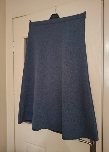 Mavi Rahat Kesim Midi Etek - Görsel 2