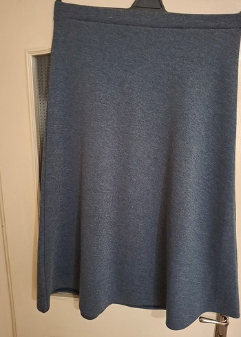 Mavi Rahat Kesim Midi Etek - Görsel 3