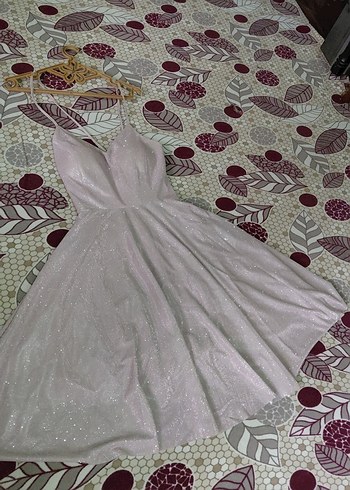 toz pembe renginde, simli, arkadan çapraz bağlama - Görsel 2