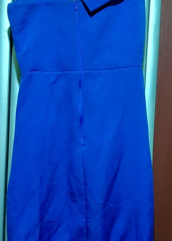 mavi,diz boyunda şık bir elbise - Görsel 3