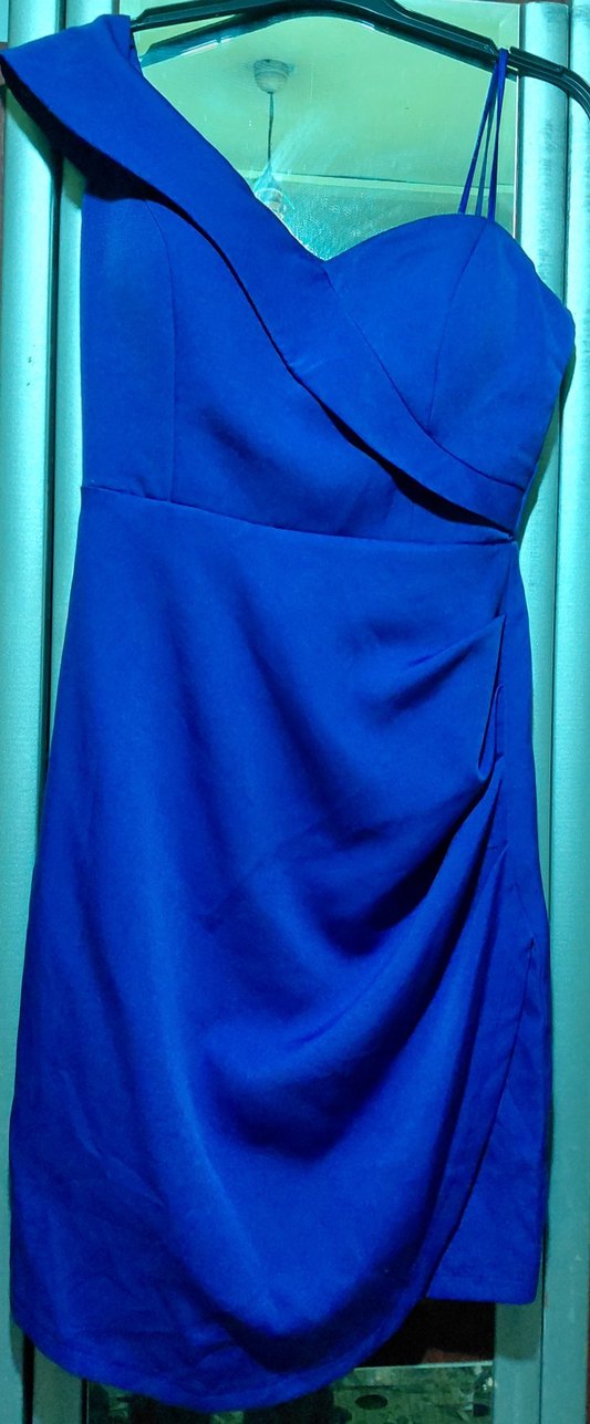 mavi,diz boyunda şık bir elbise - Görsel 2