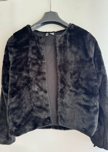 Siyah Kadın Kürk Detaylı Midi Ceket - Görsel 2