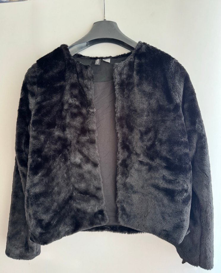 Siyah Kadın Kürk Detaylı Midi Ceket - Görsel 2