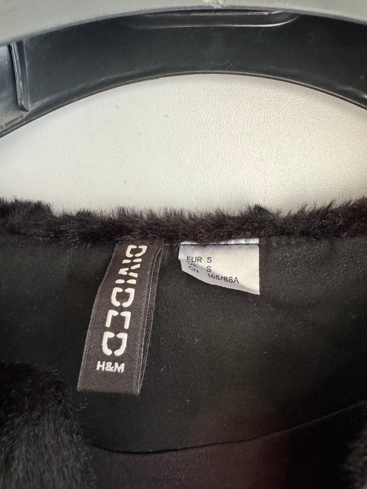 Siyah Kadın Kürk Detaylı Midi Ceket - Görsel 4