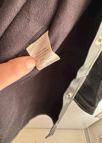 Düğmeli Siyah Deri Kadın Ceket - Görsel 6