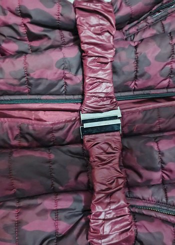 Bordo Uzun Kadın Kışlık Mont Kürklü Kapüşonlu - Görsel 7