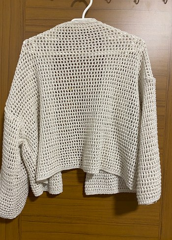 Bohem Midi Kadın Triko Hırka Beyaz - Görsel 2