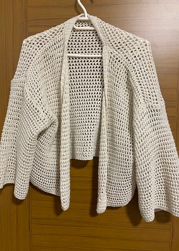 Bohem Midi Kadın Triko Hırka Beyaz - Görsel 3