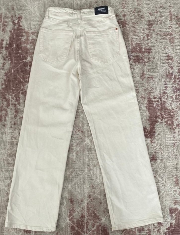 Beyaz Kadın Midi Kot Pantolon - Görsel 2