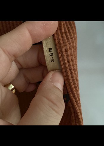 Kahverengi Uzun Kollu Örgü Bebek Body - Görsel 3