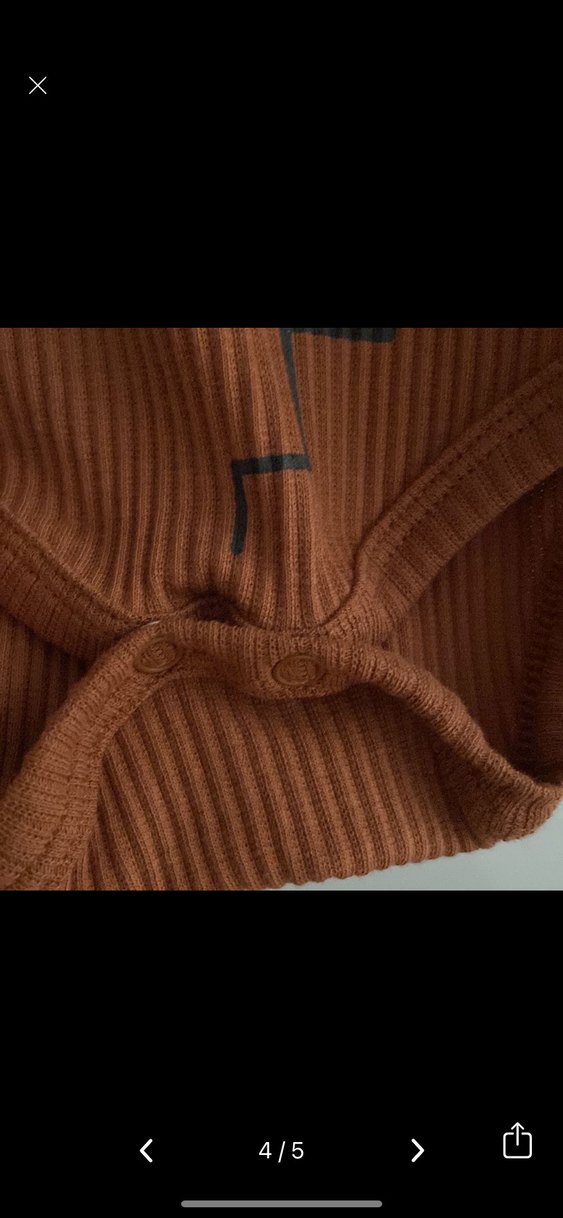 Kahverengi Uzun Kollu Örgü Bebek Body - Görsel 4