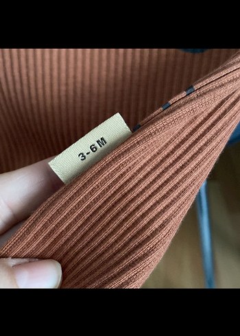 Kahverengi Baskılı Örme Uzun Kollu Bebek Body - Görsel 4