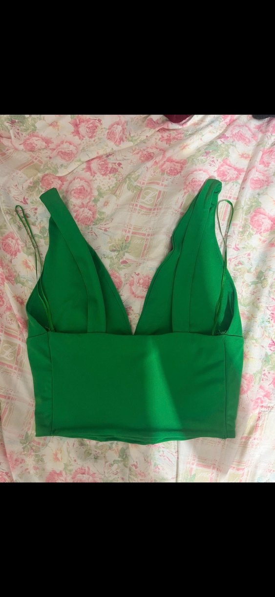 Yeşil Dantelli V Yaka Mini Büstiyer - Görsel 3