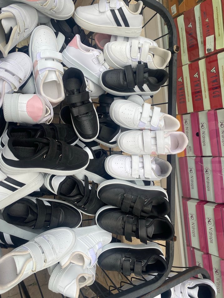 Erkek çocuk kız çocuk Beyaz Cırt Cırtlı Spor Ayakkabı - Görsel 2