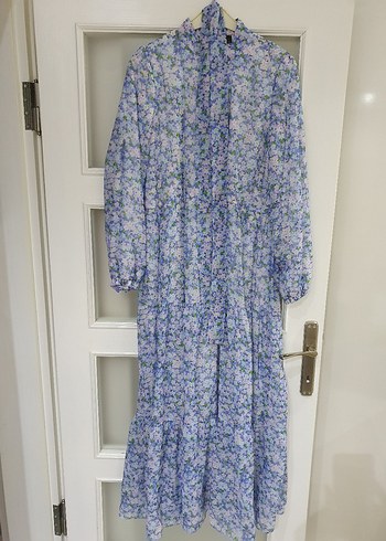 Mor Bohem Uzun Elbise Yüksek Yakalı - Görsel 2