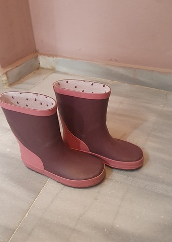 Pembe Gri Kız Çocuk Kauçuk Bot Velcro - Görsel 3