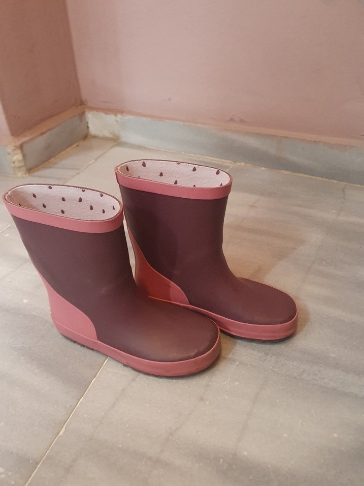 Pembe Gri Kız Çocuk Kauçuk Bot Velcro - Görsel 3