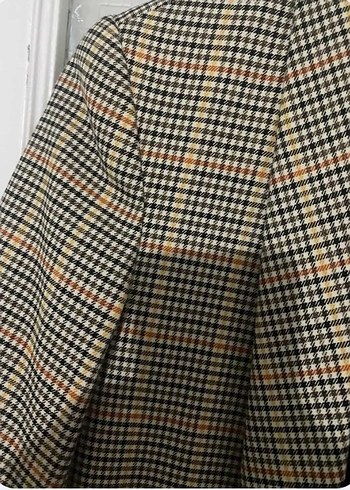 Kahverengi Ekose Midi Blazer - Görsel 2