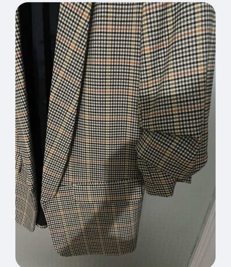 Kahverengi Ekose Midi Blazer - Görsel 3