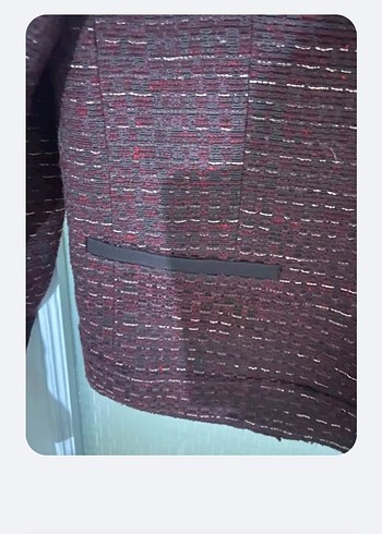 Bordo Kadın Örgü Yün Ceket - Görsel 2