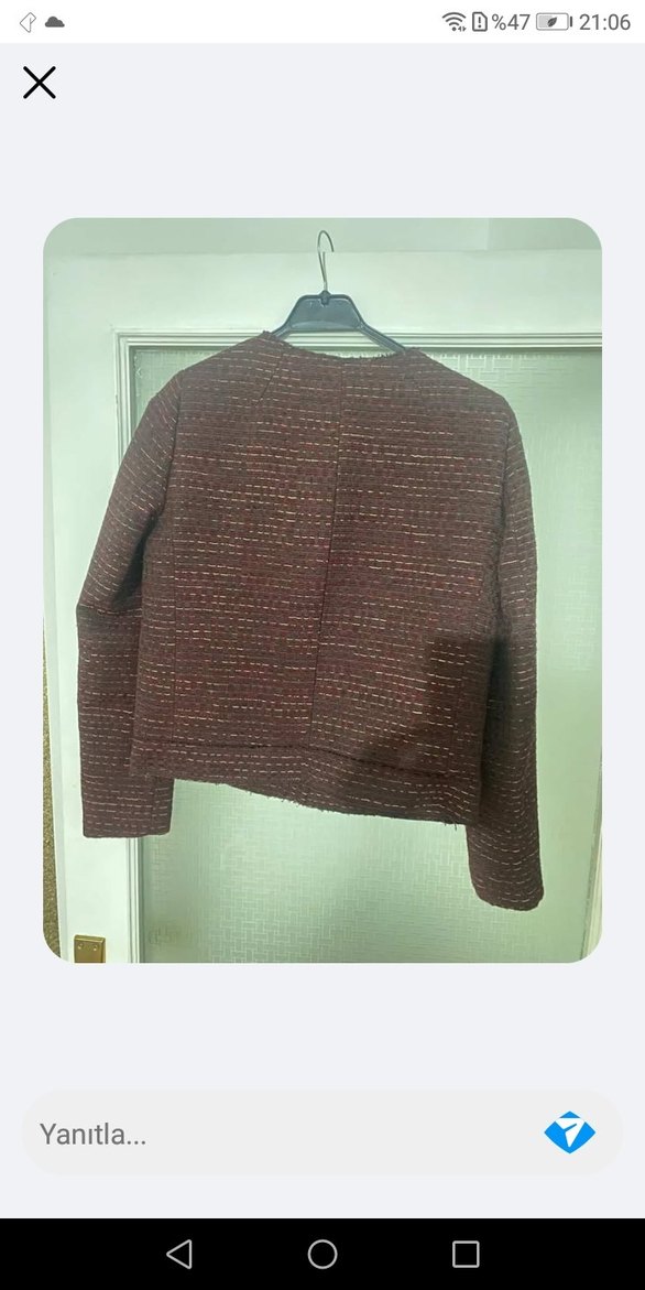 Bordo Kadın  Örgü Yün Ceket - Görsel 3