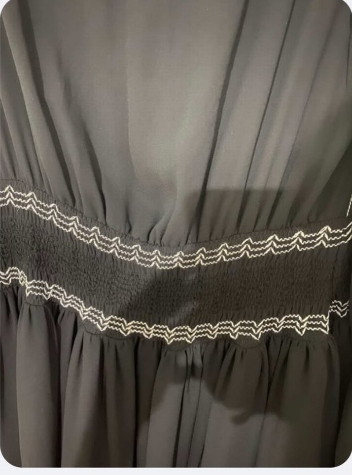 Nakış Detaylı Siyah Bohem Midi Elbise - Görsel 3