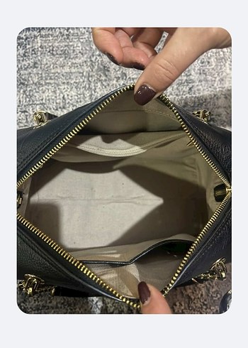 Zincir Detaylı Siyah Yılan Desenli Deri Çanta - Görsel 6