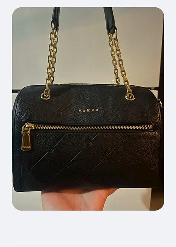 Zincir Detaylı Siyah Yılan Desenli Deri Çanta - Görsel 3