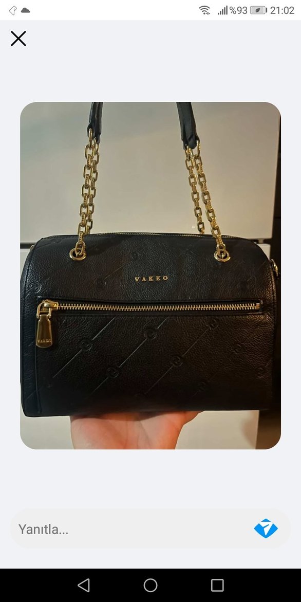 Zincir Detaylı Siyah Yılan Desenli Deri Çanta - Görsel 3