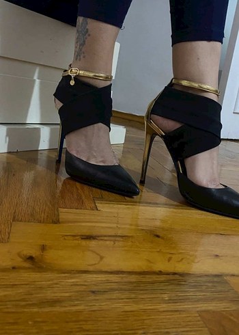 Siyah Minimalist Stiletto Topuklu Kadın Ayakkabı - Görsel 4