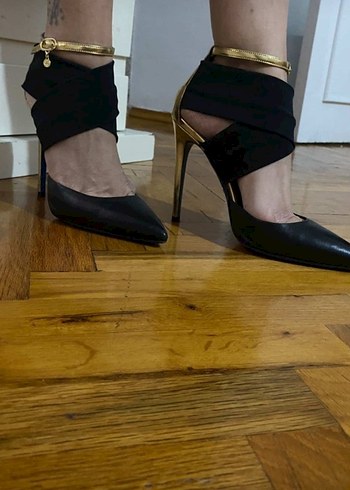 Siyah Minimalist Stiletto Topuklu Kadın Ayakkabı - Görsel 3