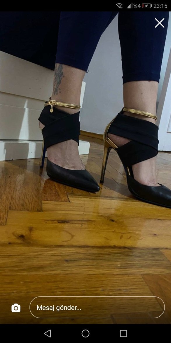 Siyah Minimalist Stiletto Topuklu Kadın Ayakkabı - Görsel 4