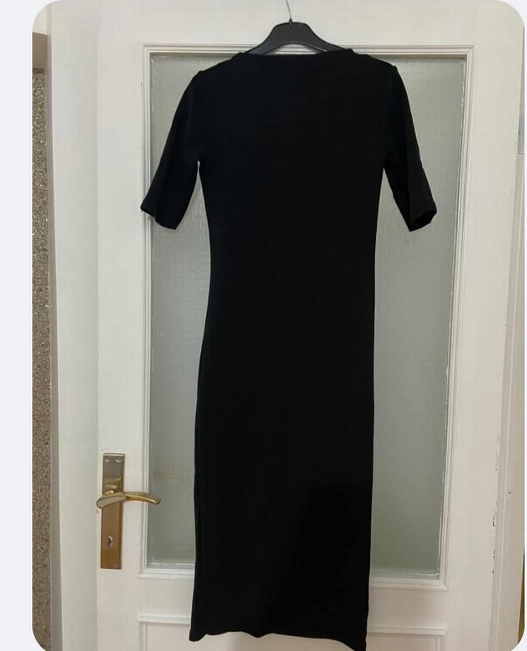 Zara Siyah V Yakalı midi Kadın Elbise - Görsel 2