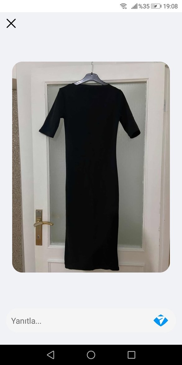 Zara Siyah V Yakalı midi Kadın Elbise - Görsel 3