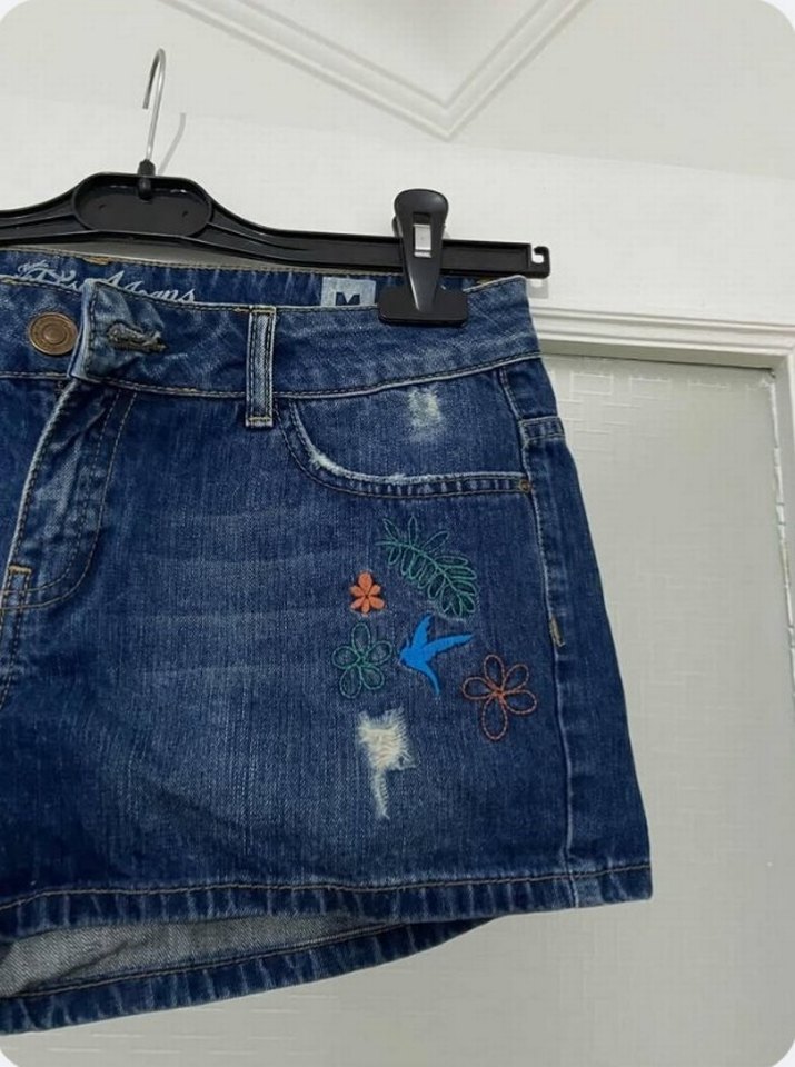 Mudo Düğmeli, Gevşek Kesim Koyu Mavi Denim Şort - Görsel 2