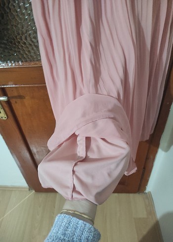 38 Beden Pembe Pileli Uzun Kadın Etek