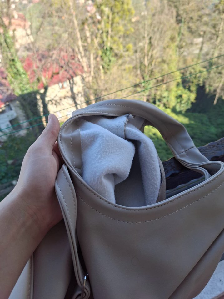 Bej Deri çanta - Görsel 5