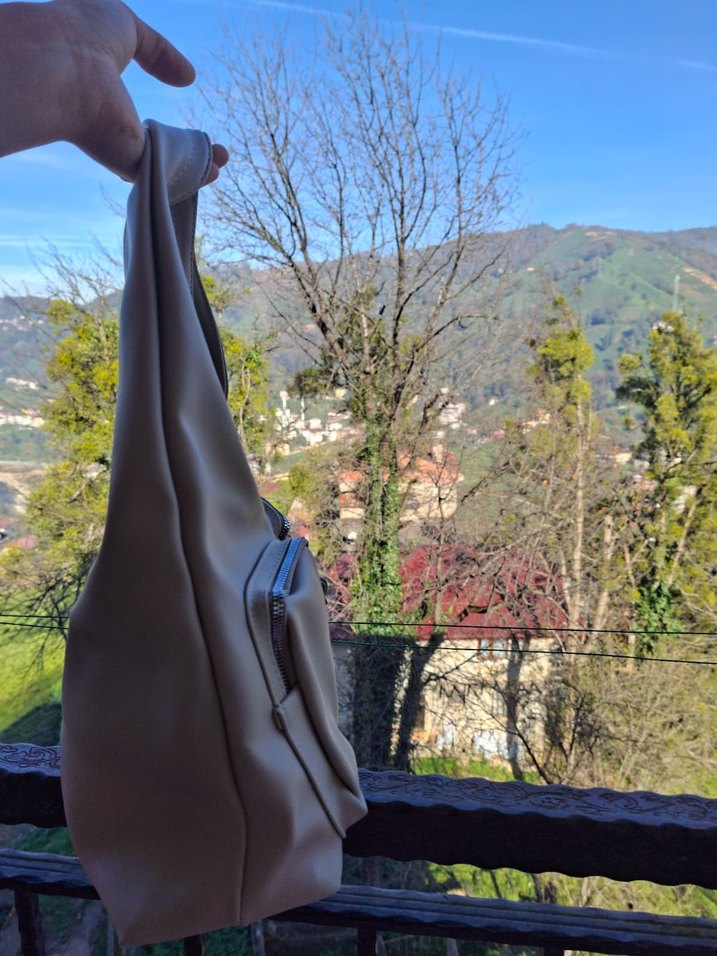 Bej Deri çanta - Görsel 4