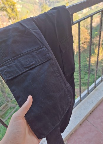 Bershka Düğmeli Siyah Keten Midi Jean - Görsel 2