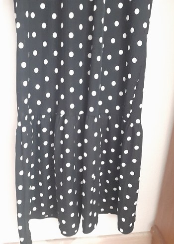 Uzun Kollu Puantiyeli Siyah Elbise - Görsel 3