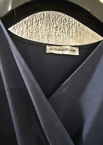 Lacivert Drapeli Uzun Kadın Elbise - Görsel 4