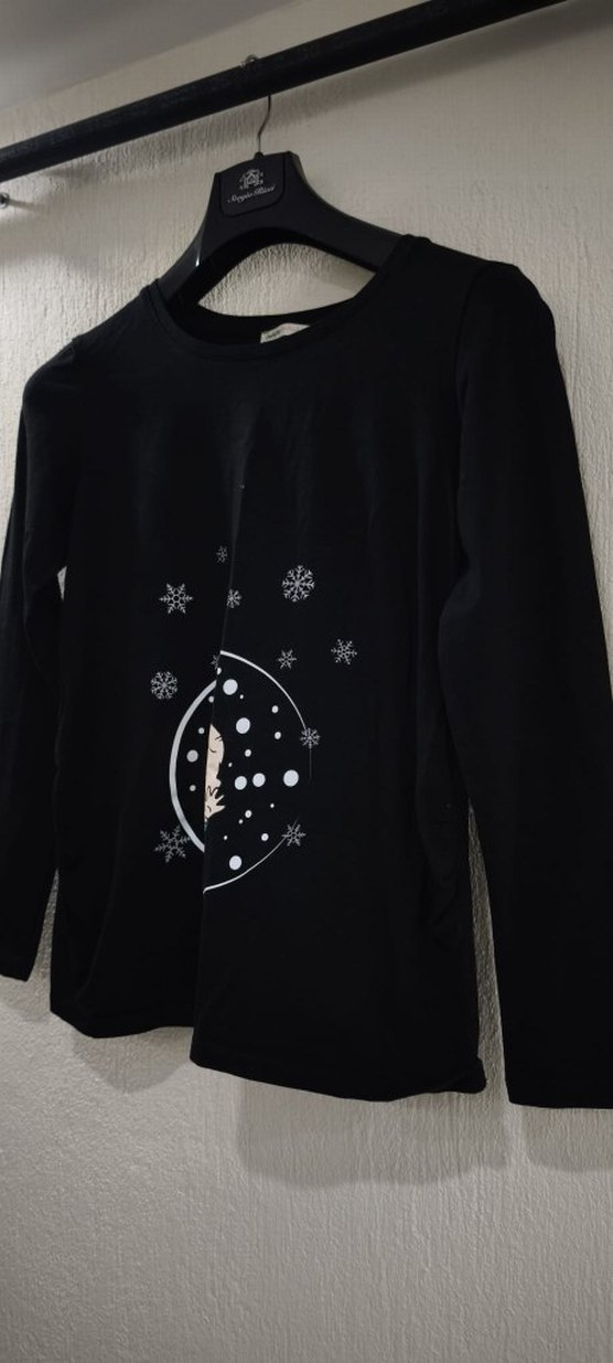 Siyah Baskılı Uzun Kollu Hamile Sweatshirt - Görsel 2